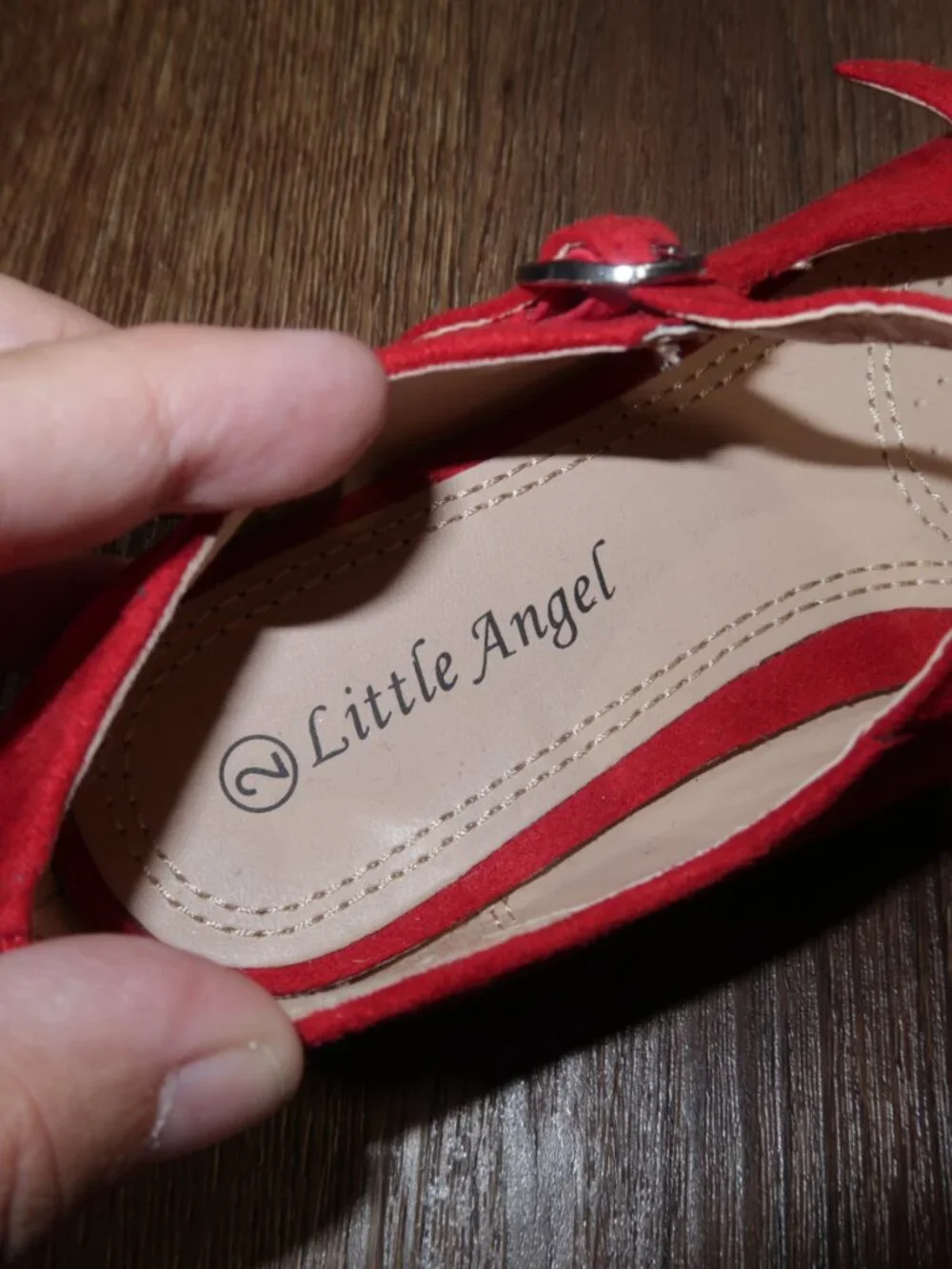 New Girls Little Angel Red Faux Suede Double Strap Mary Janes Dress Shoes sz 2Y